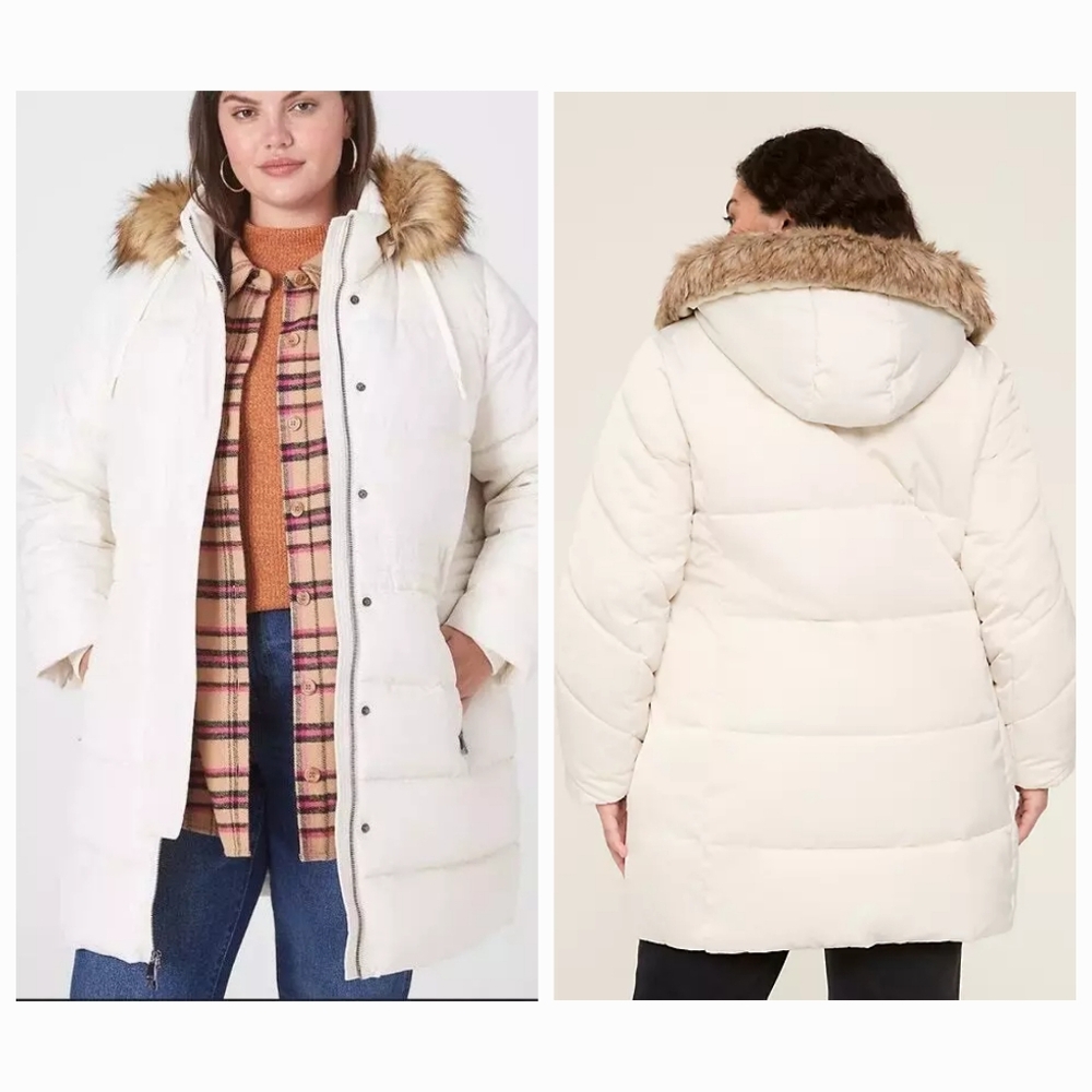 Lane Bryant Ivory Puffer Parka Winter Coat 14/16